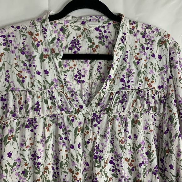 Caslon Floral Bell Sleeve V Neck Blouse, size XXL - Picture 3 of 9